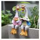 2 Pcs Sitting Couple Duck Garden Statues Outdoor Fence Decor Cute Resin Ducks Figurine Funny Goose Lovers Sculpture for Home Office Patio Lawn Yard Ornaments (11*7*21cm/4.33*2.75*8.66in)