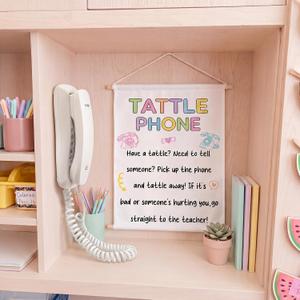 Sotiff Tattle Phone with Poster Kit Back to School Classroom Decor | Tattle Phone for Classroom Calm Down Corner Decoration for Classroom Bulletin Board Feeling Management Tool for Kindergarten