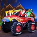 8 FT Long Santa in Monster Truck Christmas Inflatables Outdoor Decorations, Christmas Blow Up Santa Claus Yard Decorations for Garden Lawn Xmas Decor