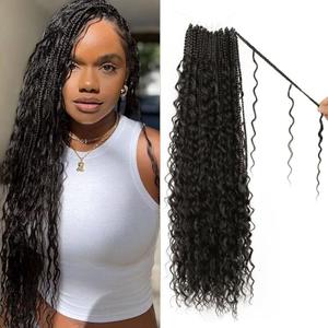 Boho Crochet Braids Pure Protein Fiber Close to Human Hair 14 Inch Goddess Box Braids with Soft Curls Bohemian Braids Crochet Hair for Black Women (14Inch #2)