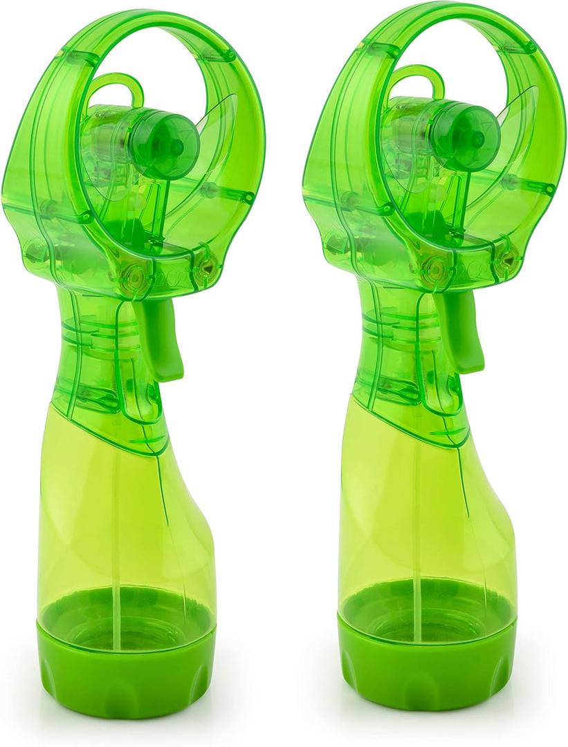 2 Pack O2COOL Deluxe Handheld Battery Powered Water Misting Fan (Green) 