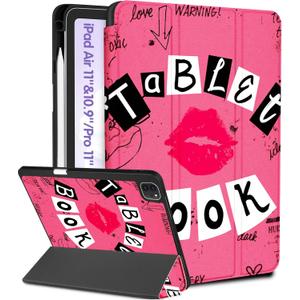 for iPad Air 11 inch Case, Air 5th/4th Generation 10.9, Pro 11'' (4th/3rd/2nd/1st Gen) Case Girls Cute Women Pencil Holder Lips Design Girly Folio Cover for iPad Air 11 2024/2025 (M2/M3) (6-Lips Book)
