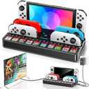 Switch Docking Station for TV with Controller Charger, Replacement for Switch TV Dock with HDMI Adapter, SW Base Station Portable Charging Dock with 10 Game Slots for Nintendo 3DS & 2DS NES Console