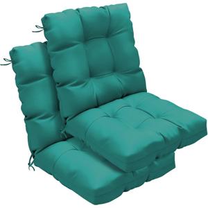 Outdoor Chair Cushions Set of 2, 42x21x4 Inch Patio Cushion for Dining/Rocking Chairs, High Back Soft Seat Pad with Ties, Indoor Outside Use, Fade-Resistant & Waterproof, Lake Blue