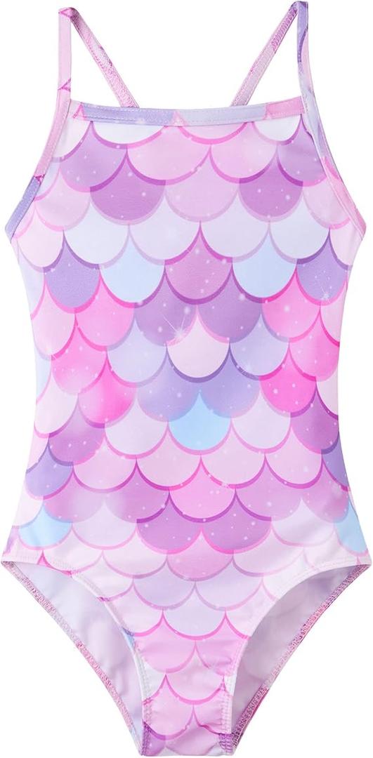 Girls Swimsuits One-Piece Bathing Suits Multicolor Kids Sport Summer Beach Swimwear for 7-8 years old