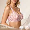 PQK Wireless Bras for Women Comfortable Seamless T Shirt Bras No Underwire V Neck Full Coverage Support and Lift (Size S Leopard Skin)