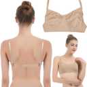 iMucci Professional Beige Clear Back Bra NO Sponge - Seamless Backless Freebra with Adjustable Clear Straps for Ballet Dance Party Adult Women Cup A B
 (Medium, Beige)