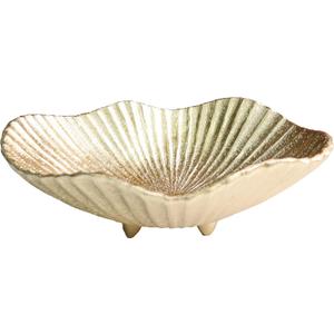 Large Decorative Bowl decor, Scalloped Pedestal Bowls,Modern Home Decor,Ruffle Decor,Stylish Key Bowl for Entry Table,Decorative Fruit Bowl for Kitchen Counter, Golden