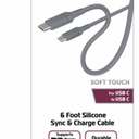 6 Foot Silicone Rubber Sync & Charge Cable