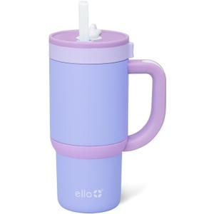 Ello Oasis 14oz Stainless Steel Toddler Tumbler with Handle & Retracting Straw, 100% Leakproof, Double-Wall Vacuum Insulated, Kids Water Bottle for School, BPA Free, Dishwasher Safe, Lavender Fields