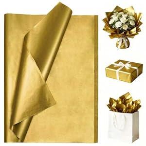 Luckonway 40 Sheets 20x20 Inch Premium Gold Metallic Tissue Paper for Gift Bags – Bulk Gift Wrapping Paper for Christmas, Weddings, Parties & Art Crafts (Gold)