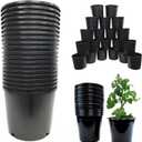 1 Gal/3 Gal/5 Gal/ 7 Gal/ 15 Gal/ 25 Gal Black Plastic Nursery Plant Container Garden Planter Pots, Plastic Plant Pots with Drainage Holes Garden Flower Pots (3 Gal 24 pcs)