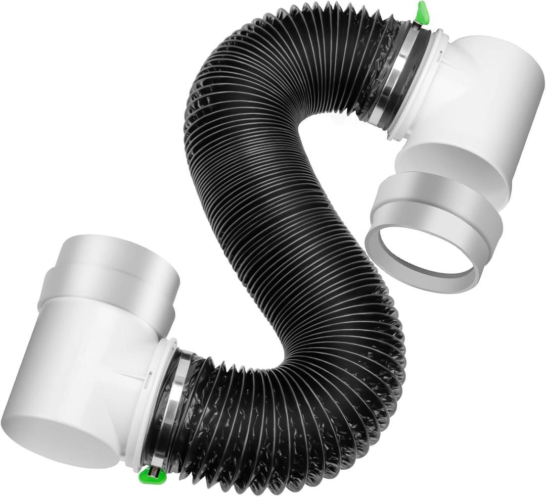 MOPHA 8FT Dryer Vent Hose for Tight Space, 90 Degree Dryer Vent Elbow with Rubber Seal Connectors, Indoor Dryer Hose Vent Kit with 6-Layer Duct, Heat Resistant Dryer Exhaust Flexible Pipe with Adapter
