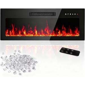 36" Electric Fireplace Insert, Wall Mounted & Recessed Heater, Slim Freestanding Indoor Fireplace with Remote Control, Adjustable Flame Colors & Brightness, Timer, 750W/1500W