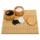 VPH Bamboo Go Game Set - 19x19 Reversible Board (0.8'' Thick) + New Yunzi Stones Single-Convex & 2 Bamboo Containers