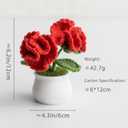2 x Crochet Flowers Cute Potted Flower Birthday Teachers Day Graduation Anniversary Christmas Valentines Decor for Car Dashboard Home Office Decoration (Red Gorgeous Carnation)