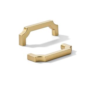 khtumeware 2-Pack 3 Inch Square Brushed Gold Cabinet Pulls, Solid Satin Gold Zinc Alloy Heavy-Duty Handles for Kitchen/Bathroom Cabinets, Drawers & Cupboards (3 Inch Center to Center)