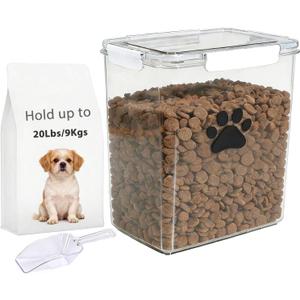 20lb Dog Food Container with Lid, Airtight Pet Food Treat Storage Bin for Dog Cat, Plastic Dogs Kibble Container for Kitchen Counter-Keep Food Fresh Crispy-BPA free