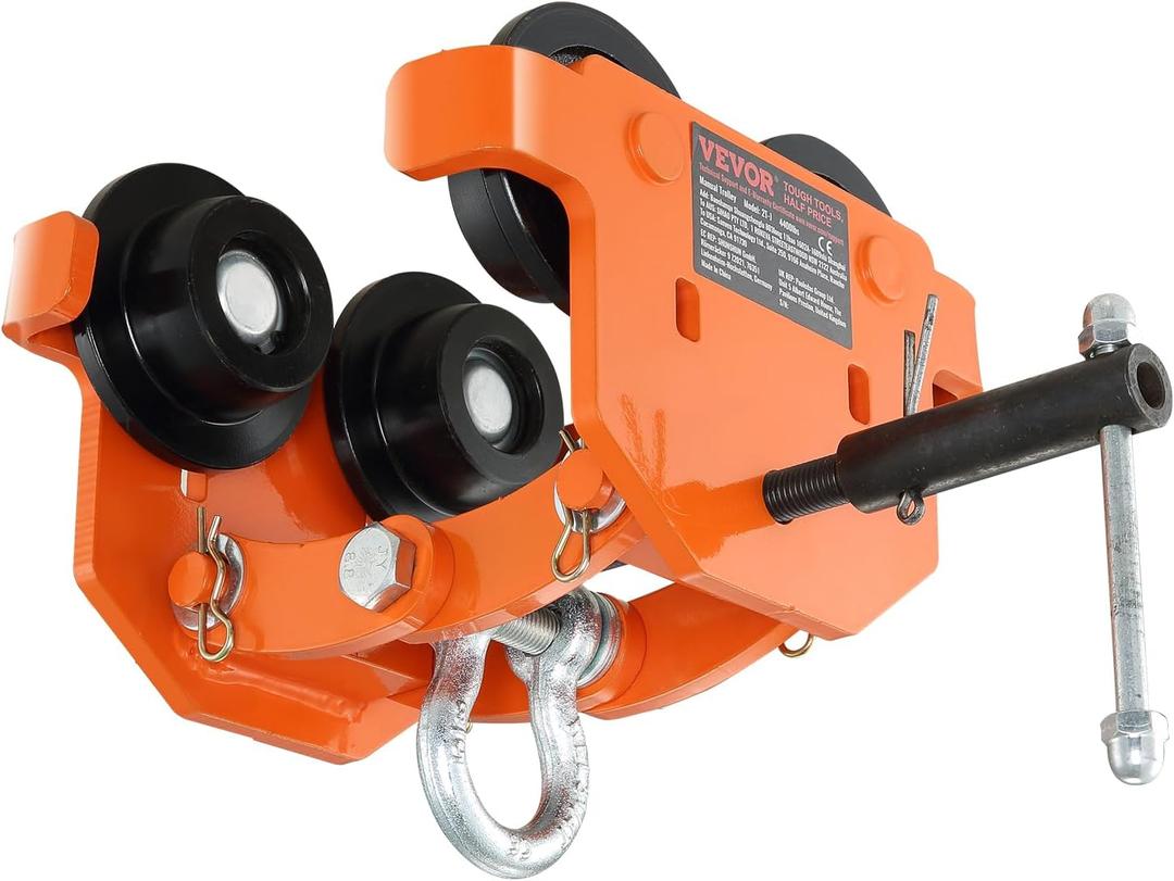 VEVOR Manual Trolley, 4400 lbs/2 Ton Load Capacity, Push Beam Trolley with Dual Wheels, Adjustable for I-Beam Flange Width 2.8" to 6.7", Heavy Duty Alloy Steel Garage Hoist for Straight Curved I Beam VEVOR Manual Trolley, 4400 lbs/2 Ton Load Capacity, Push Beam Trolley with Dual Wheels, Adjustable for I-Beam Flange Width 2.8" to 6.7", Heavy Duty Alloy Steel Garage Hoist for Straight Curved I Beam