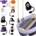 10pc 3D Halloween Straw Covers Ghost Straw Topper 2025 New Silicone Reusable for Stanley Cover with Cup Accessories for Stanley 30&40 Oz Tumbler Cup Accessories Pack of 4