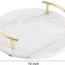 TOPZEA 10 Inch Marble Tray with Gold Handles, Round Vanity Organizer for Perfume, Jewelry, Trinket, Spa Supplies, Bathroom Countertop, Dresser Nightstand Display Tray Decor