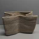 OIAHOMY Cotton Rope Basket, Rectangle Woven Nursery Blanket Basket, Toy Storage Basket with Handle, Baskets for Organizing, 18x14x12, Brown variegated