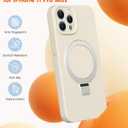 PuyaTeya Liquid Silicone Case for iPhone 11 pro MAX with Magnetic Ring Stand, Upgraded Camera Lens Protection, Mil-Grade Drop Shockproof, Anti-Scratch Microfiber Lining Silicone Case (Beige)