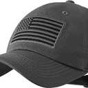 American Flag Baseball Hats for Men Women Low Profile Washed Cotton Baseball Caps Adjustable Golf Dad Hat (Small-Medium, Grey)