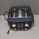 West Bend Timeless 4-Slice Toaster with 7 Browning Levels, Bagel/Waffle/Defrost Settings, High-Lift Lever, Anti-Jam, Easy-Clean Crumb Tray, 4-Slice, Blue/Gold