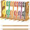Wooden Label Dispenser Label Roll Holder Dispenser 13x4.5x8 inch Label Sticker Holder Organizer Sticker Roll Dispenser Label Stand for Label Rolls Table Home Office(Not Contain Label Tape)