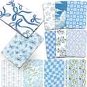 Insert Cardstock for Clear Case - 12 PCs Blue Back Skin Decal Compatible with Kindle Paperwhite 11th 12th Generation 6.8" Floral Card Accessories for E-Reader Book Lover Reader Gifts