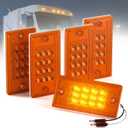 PSEQT Rectangular Roof Cab Marker Light Compatible with Freightliner 564.46072, 22-51942-000, Amber 4.6'' 12LED Top Clearance Side Tail Indicator Lights Waterproof with Bullet Plugs (5Pcs, Amber Lens)