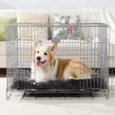 Vonabem Large Dog Bed Crate Pad 36 inch, Washable Crate Bed for Large Medium Dogs, Plush Soft Pet Mats for Sleeping 35 * 22 inch Dark Grey