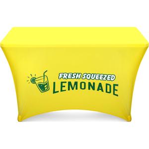 Oudain Lemonade Stand Supplies Tablecloth Stretch Spandex Table Cover Lemonade Vendor Tablecloth for Standard Folding Tables Summer Gathering Beach Picnic Lemon Birthday Party Decor(Yellow,4ft)