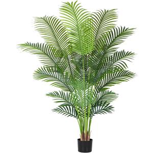 Artificial Palm Tree 6.2ft Tall Fake Palm Tree Indoor Decor with 18 leaves and Real Bark Design Faux Tropical Areca Palm Silk Floor Plant in Pot for Home Office Living Room Bedroom Decor 1pcs