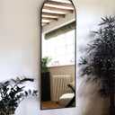 OGCAU Full Length Mirror, Wall Mirror Full Length, Wall-Mounted Mirror, Body Mirror for Wall in Bedroom, Arched-Top Mirror, Hanging Mirror with Aluminum Alloy Frame (Black)