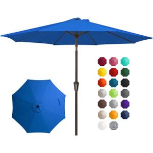 JEAREY 10FT Outdoor Patio Umbrella Outdoor Table Umbrella with Push Button Tilt and Crank, Market Umbrella 8 Sturdy Ribs UV Protection Waterproof for Pool, Garden (Royal Blue)