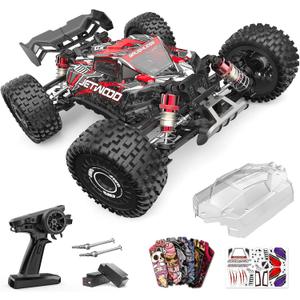 Jetwood 1/16 Fast Brushless RC Car for Adults, Max 42 mMph High Speed RTR Remote Control Car, Electric RC Truck with Oil-Filled Shocks, Offroad All Terrian RC Buggy JC16EP with 2 Lipo Batteries (Mars Red)