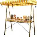 Portable Vendor Cart for Outdoor Events,Foldable Farmers Market Booth with Canopy,for Street Vending, and Events, Easy Storage and Transport (Yellow)