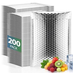 ForraFun 200 Pack 8 x 11 Inch Insulated Bubble Mailers, Silver