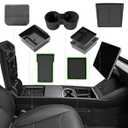 9PCS Center Console Organizer Tray for 2024 2025 2026 Tesla Model 3 Accessories, Armrest Hidden Storage Box Cup Holder Charger Pad for Tesla Model 3 Highland