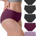 Neione Women's Cotton Underwear No Show Hipster Panties with Seamless Look No Panty Lines (5-pk Twilight, Small)