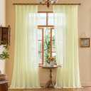MAIHER 108 Inch Light Yellow Pleated Sheer Curtains with Hooks 2 Panels, 42"W x 108"L