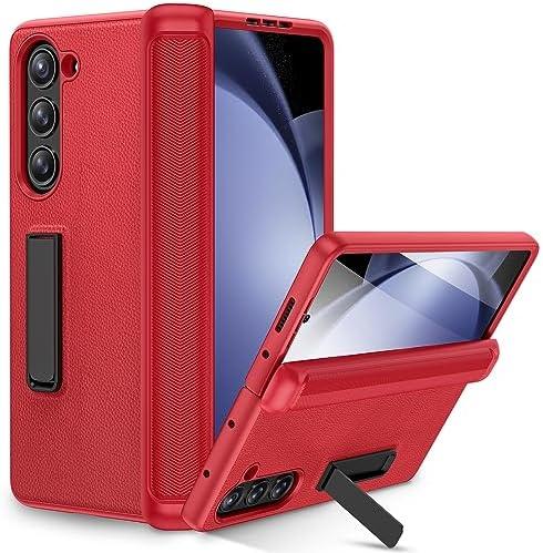 Amazon.com: Ruky for Galaxy Z Fold 5 Phone Case with Kickstand, Full Body Case with Built-in Screen Protector & Hinge Protection PU Leather Protective Cover, Red : Cell Phones & Accessories
