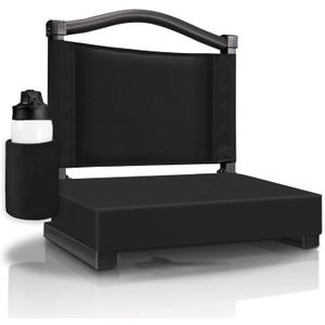 HABUTWAY Stadium Seats with Back Support and Thick Cushion Bleacher Seats with Backs and Cushion Wide, Stadium Chairs Include Shoulder Strap and Pocket, Perfect for Sports Events (1 PC, Black)
