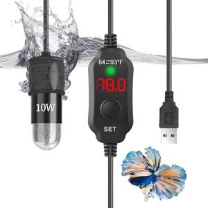 VCRAZE 10W Mini Aquarium Heater for up to 1 Gallon Tanks | Super Small 5V/2A USB Fish Tank Heater with Digital Thermostat, Dry-Run & Overheat Protection, Memory Function
