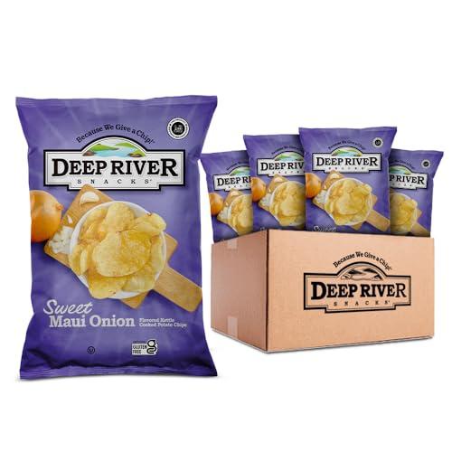 Deep River Snacks Sweet Maui Onion Kettle Cooked Potato Chips, 5 Ounce (Pack of 12) BB 03/16/26 
