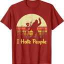 Alien Bigfoot Sasquatch Middle Finger I Hate People Funny T-Shirt, M