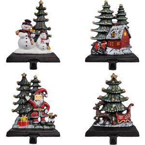 Christmas Stocking Holder - Set of 8 Stocking Hangers Snowman Santa Snowflakes Christmas Tree Deer Stocking Hooks for Fireplace, Shelf