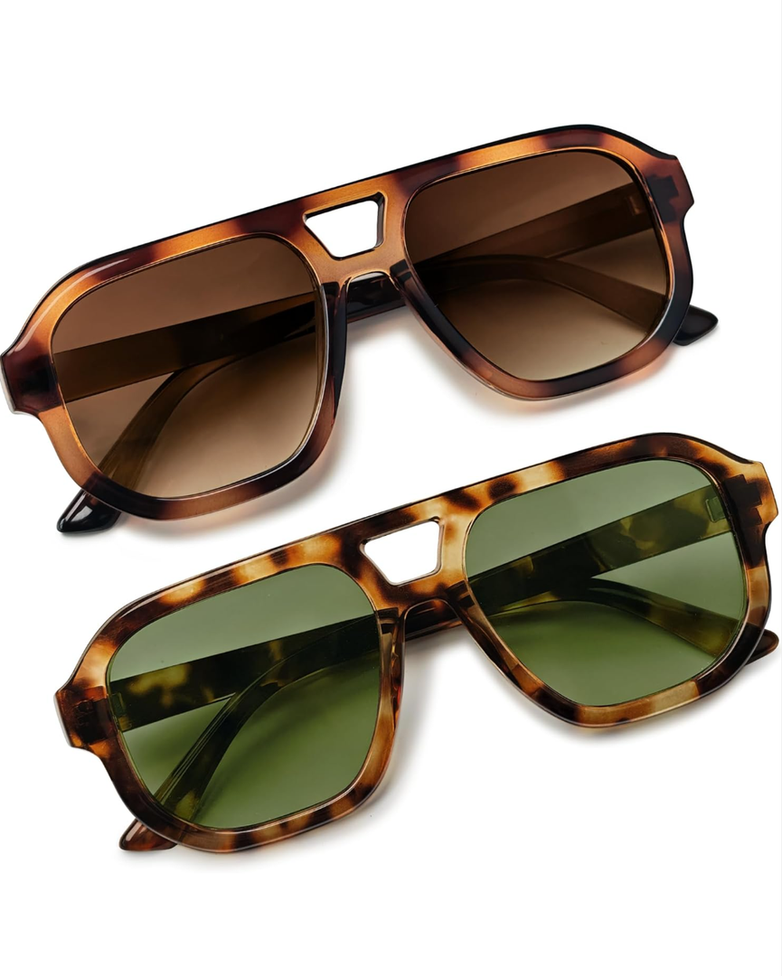 livho Trendy Polarized Square Aviator Sunglasses Women Men Square Eyewear Frame, Retro Sun Glasses for Women Men 2025 Shades